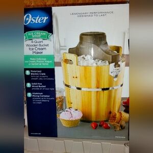 New Oster 4-Quart Wooden Bucket Ice Cream Maker